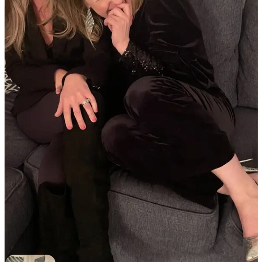 Badgley Mischka Black Velvet Jumpsuit SIZE 10 Cocktail Soft Sequin Designer $630 - Picture 6 of 11